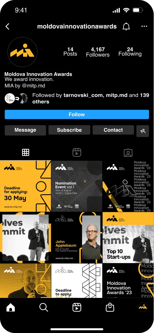 MIA brand application — social media design