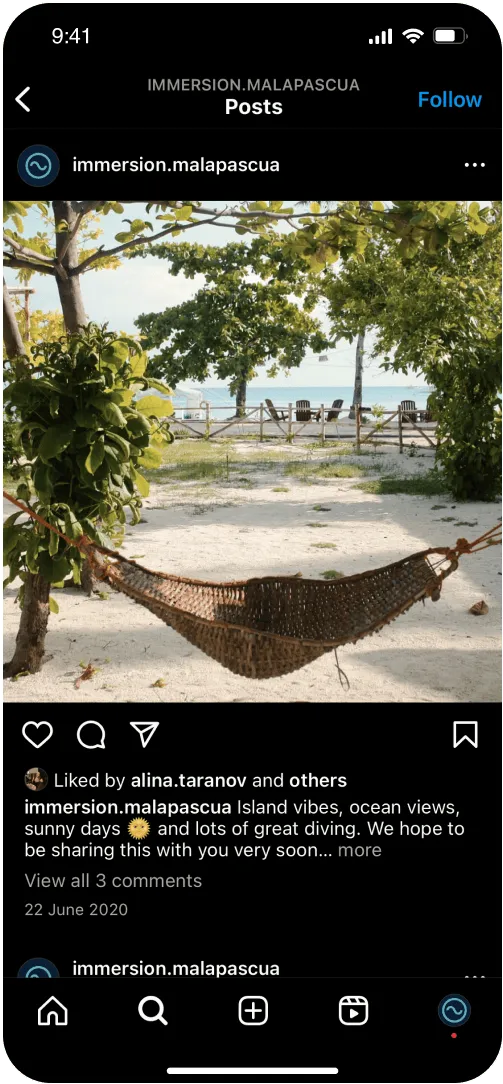 Immersion brand application — social media design